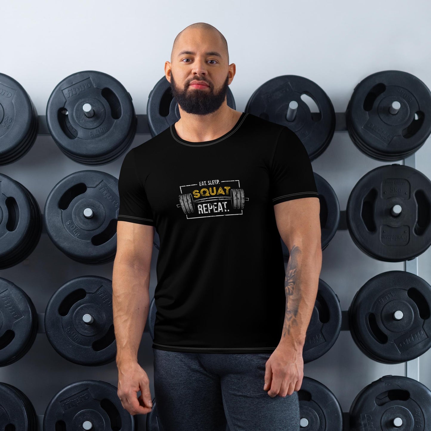 Eat. Sleep. Squat. REPEAT Camiseta deportiva hombre