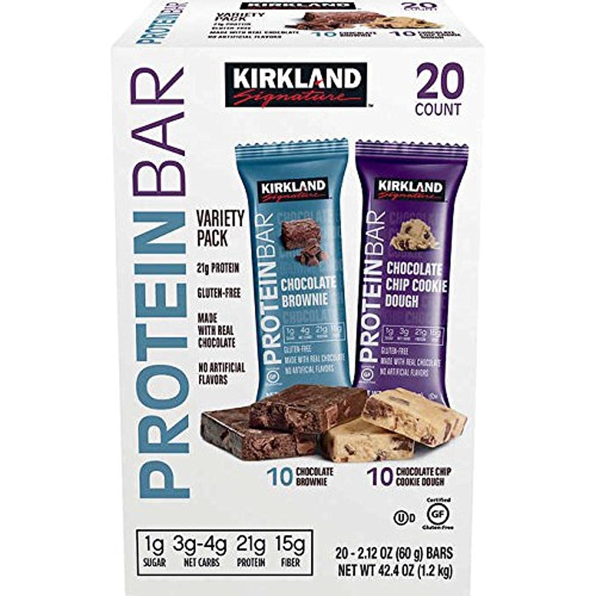 KIRKLAND SIGNATURE - Paquete variado de barritas proteicas energéticas, 20 unidades